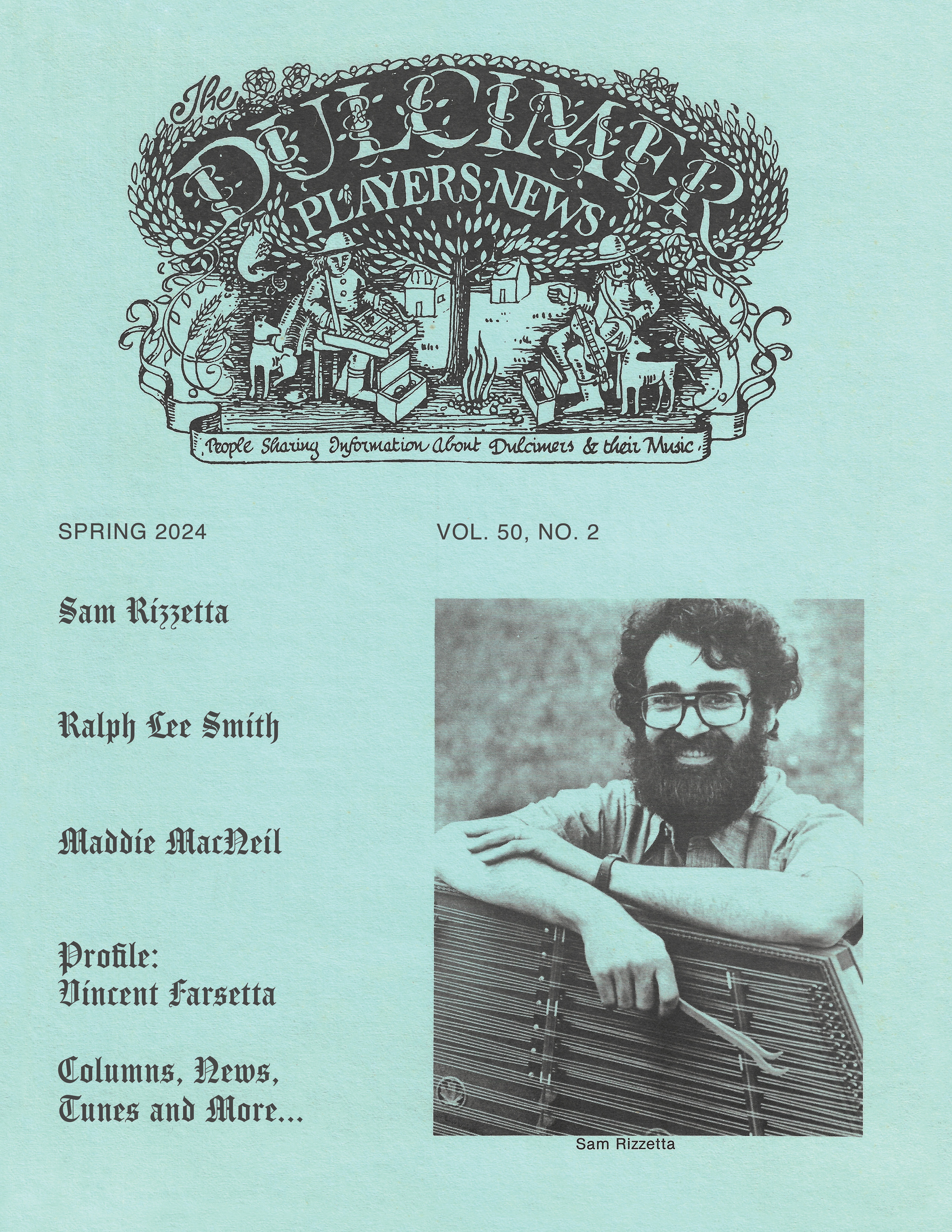 Cover of Dulcimer Players News Vol. 50 No. 2, adapted from Vol. 9 No. 1.